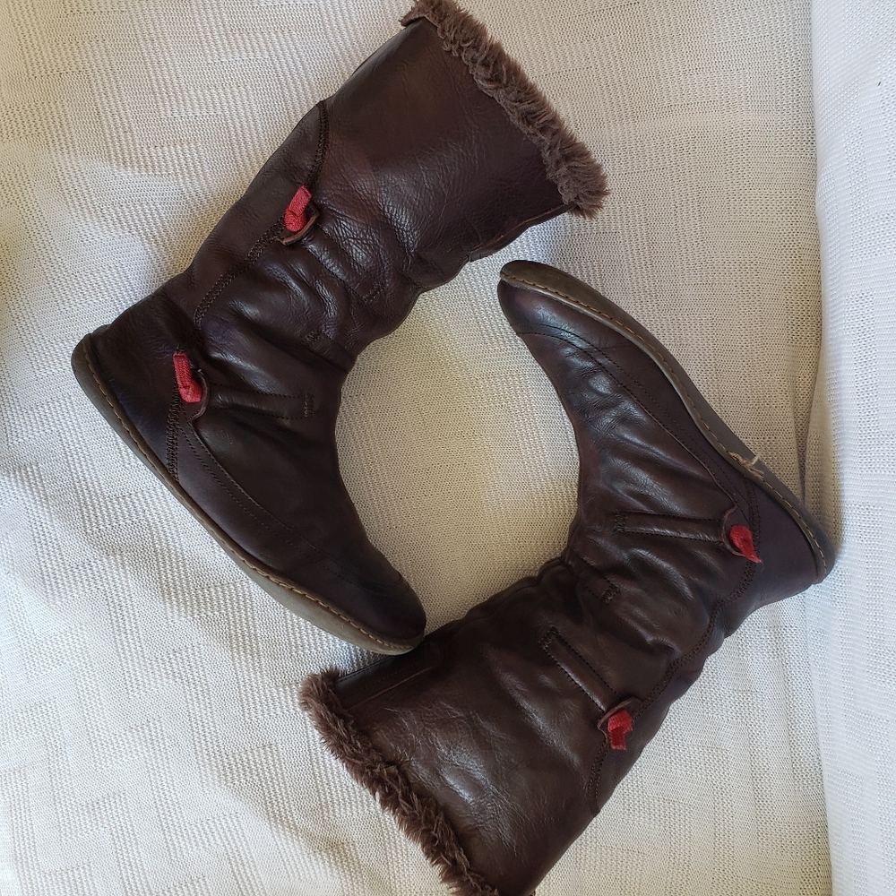 *SOLD* Camper Peu Brown Mid Height Lined Leather Boots Size EU 38 - Picture 1 of 7